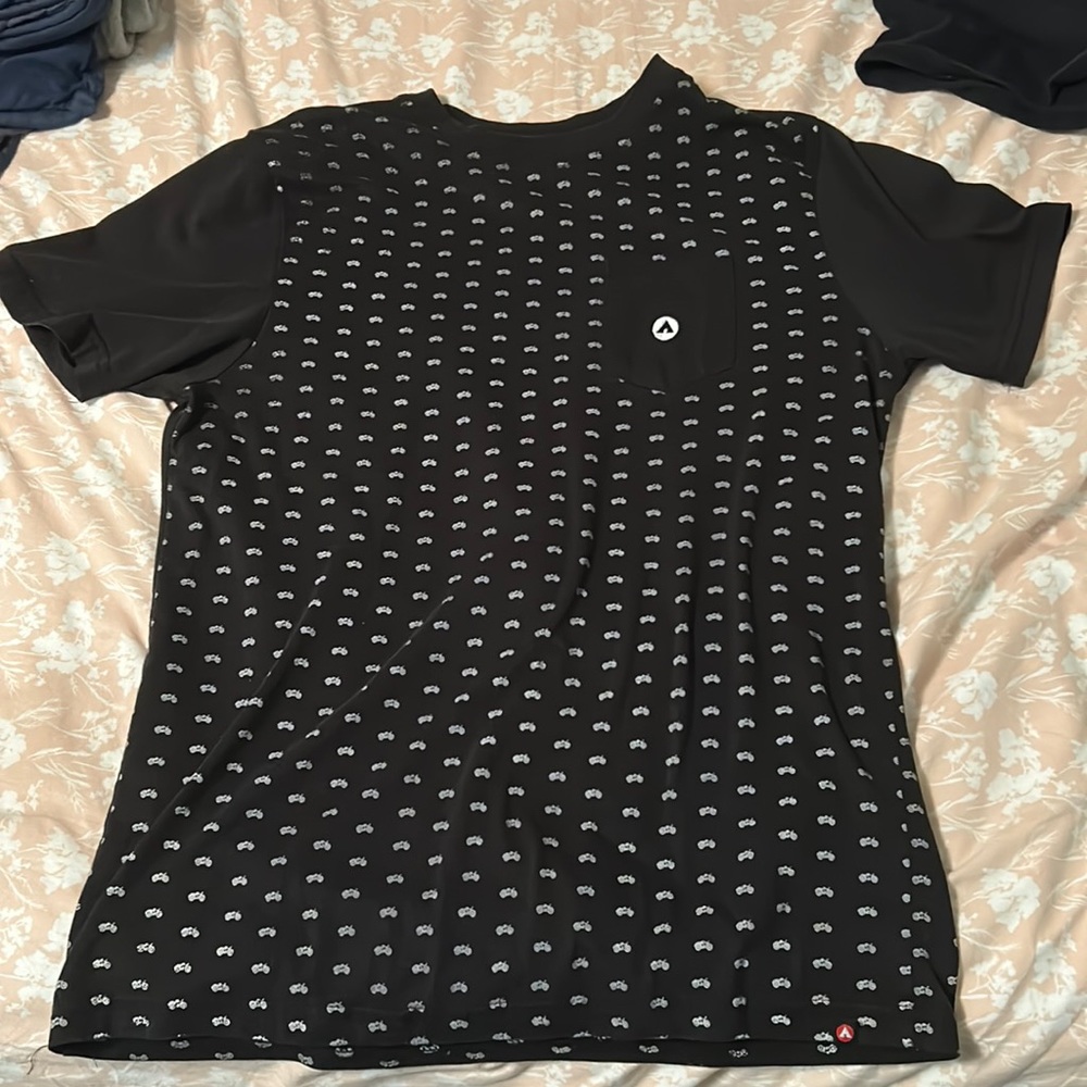 Black shirt with small motorcycles all over